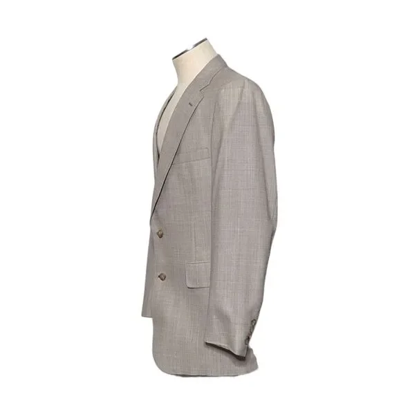Vintage Chaps By Ralph Lauren 3-Piece Suit Tan Crosshatch Preppy Old Money Rich